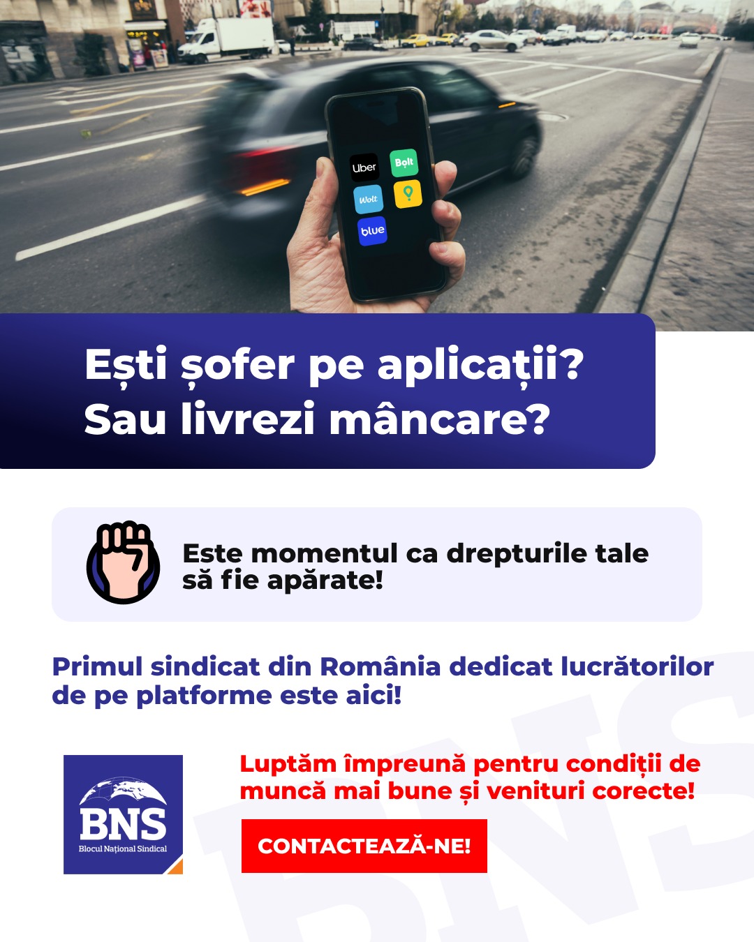 Campanie: BNS lansează Sindicatul Lucrătorilor de pe Platforme Digitale 