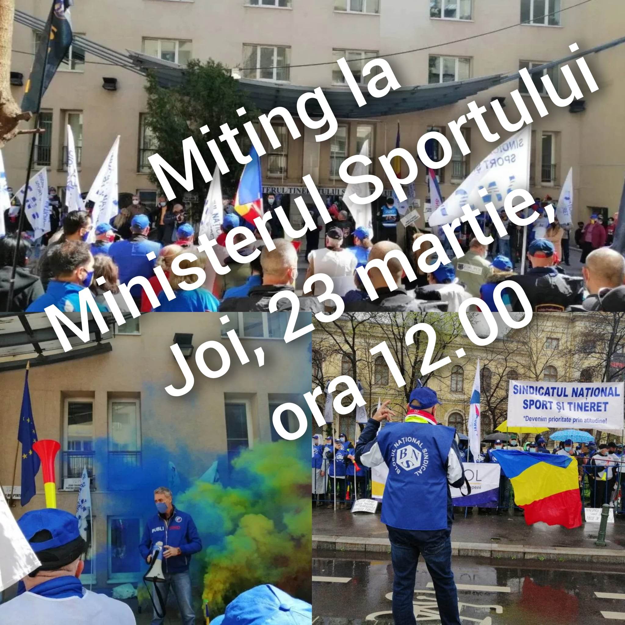 Miting de protest la Ministerul Sportului, Joi, 23 martie 2023, ora: 12.00